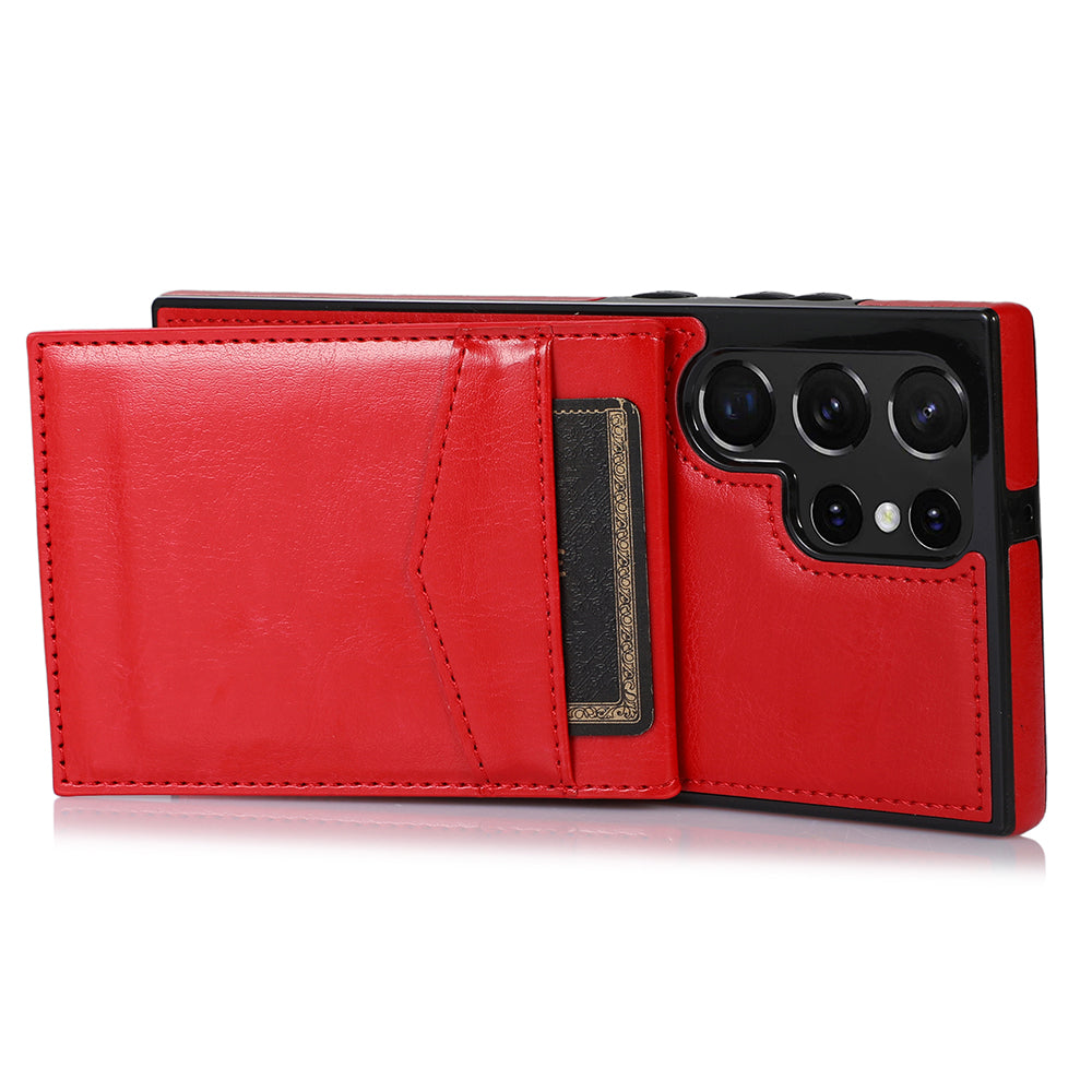 Pouzdro na stojan pro Samsung Galaxy S23 Ultra Sloty na karty PU Leather Coated TPU Phone Coyr Pouzdro na stojan pro Samsung Galaxy S23 Ultra Sloty na karty PU Leather Coated TPU Phone Coyr